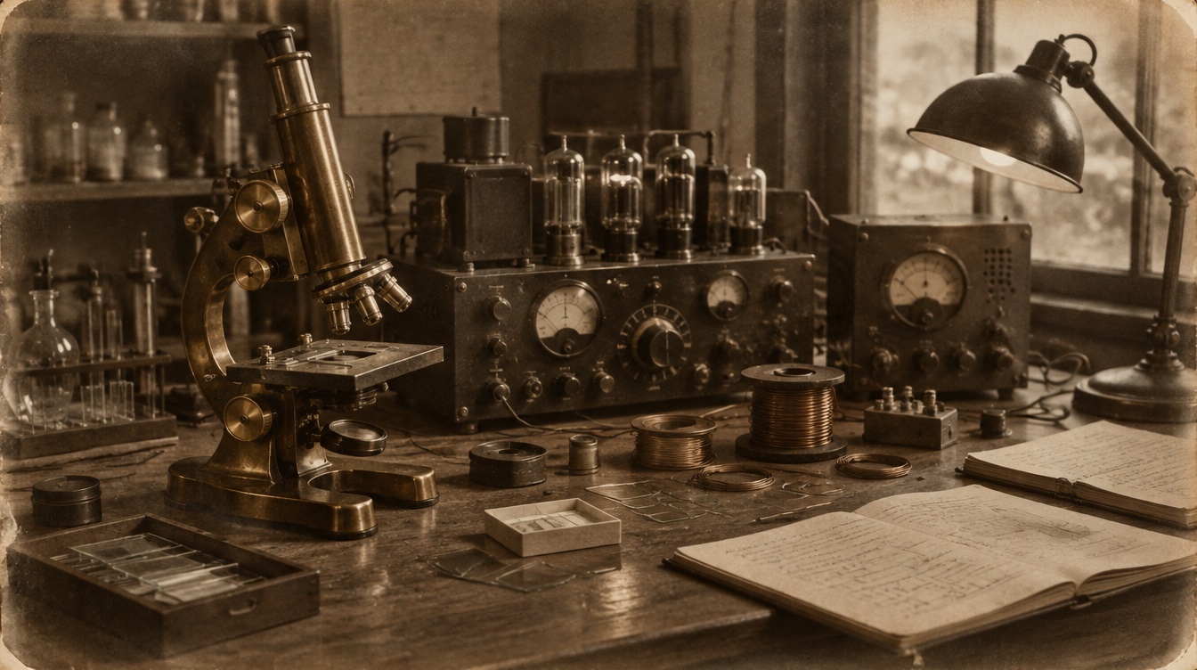 A 1930s laboratory bench – the era when frequency research first made headlines. (Illustration)